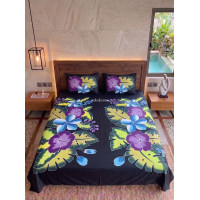 Hand Painted Rayon Bedsheet Set King Size